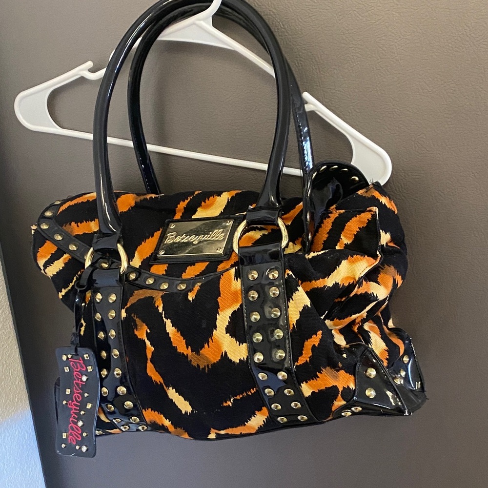 Betsey Johnson Wild Black and Orange Shoulder Bag